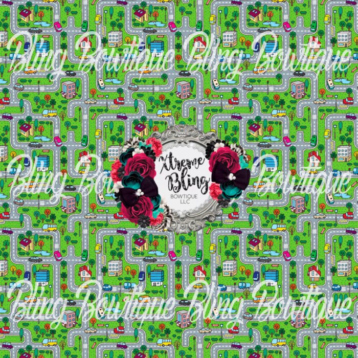 Kids Car Road Map Fabric