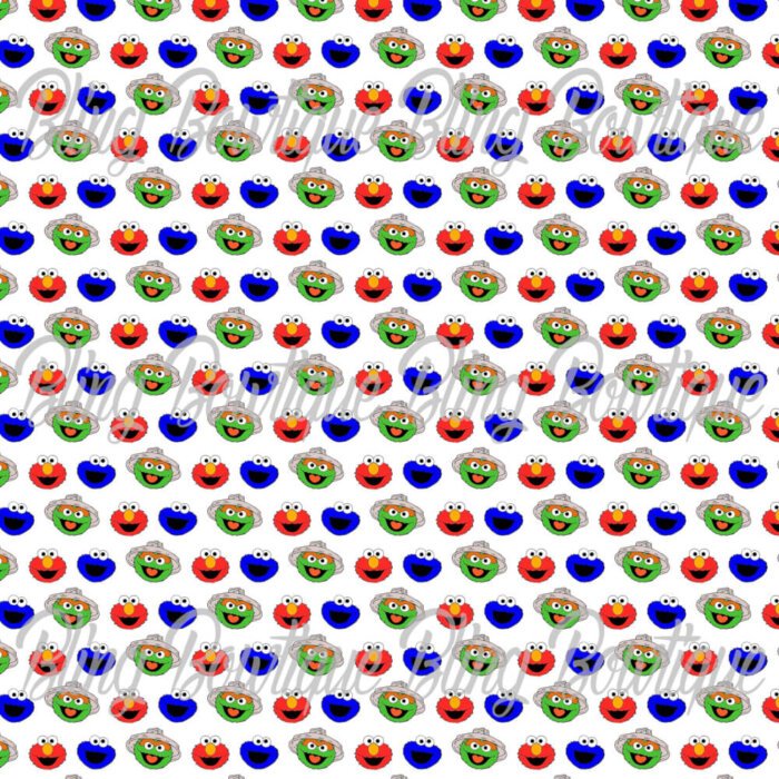 Elmo, Cookie Monster, Oscar the Grouch Fabric