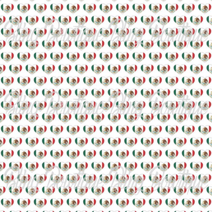 Mexico Flag Heart Fabric