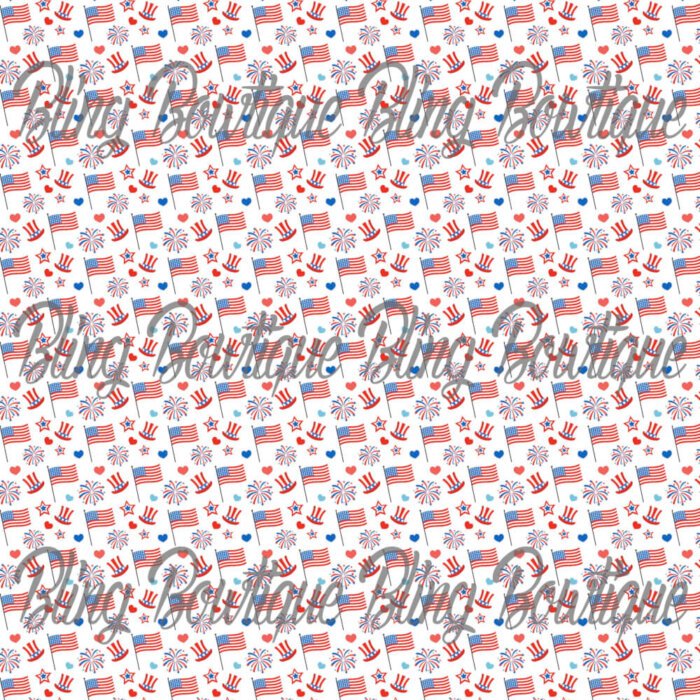 Patriotic Flags and Top Hats Fabric