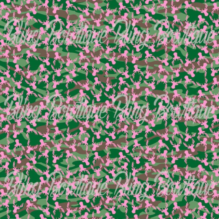 Buck Silhouette Hot Pink on Camo Fabric