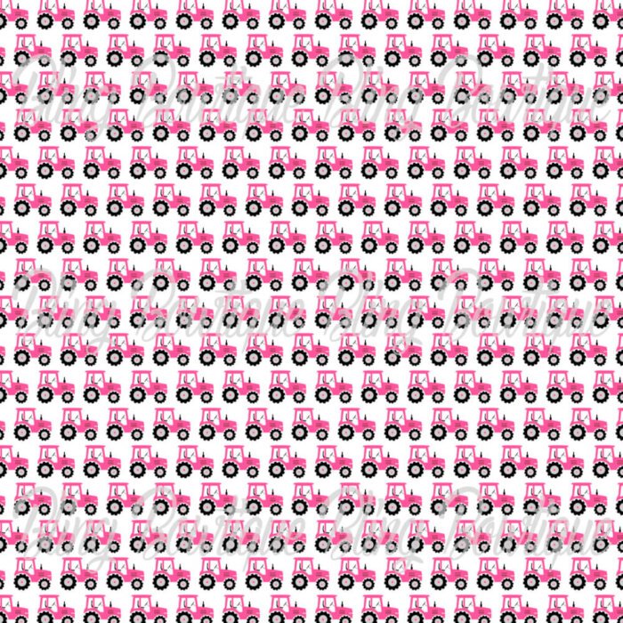 Pink Tractors Fabric