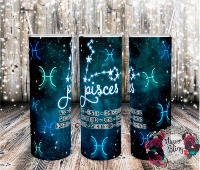 Pisces Zodiac Pisces 20oz Straight Skinny Tumbler