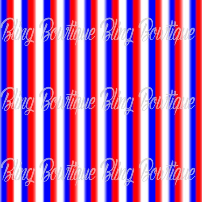 Patriotic Red White Royal Narrow Striped Fabric