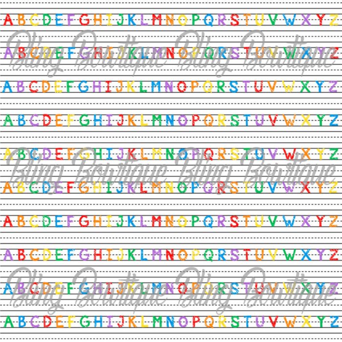 School ABC's Rainbow on White Fabric