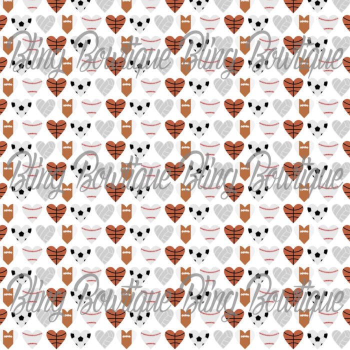 Sports Ball Hearts Fabric