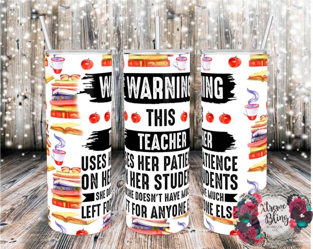 Sculpting & Forming Ready to Press Sublimation Transfer 20 Ounce Tumbler Teacher Life Bun Glass