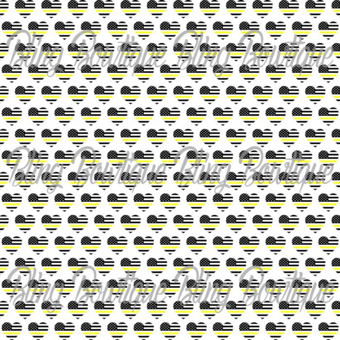 Thin Yellow Line Heart Fabric