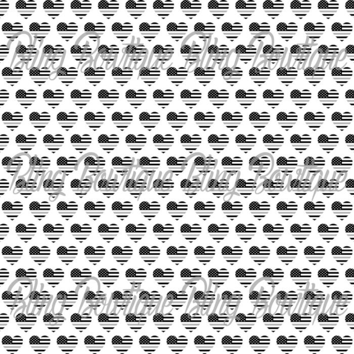 Thin Grey Line Heart Fabric