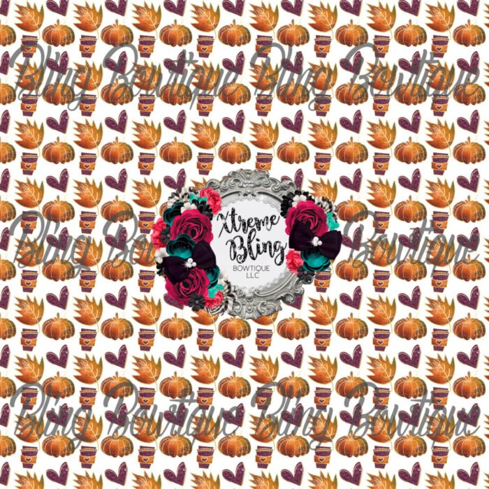 Fall Pumpkin Lattes & Hearts Fabric
