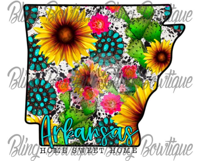 Arkansas Cowhide Sunflower Ready To Press Sublimation Print