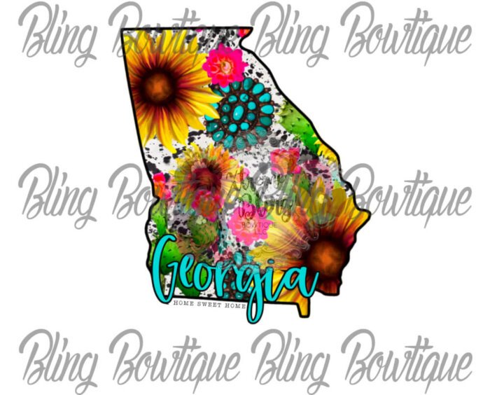 Georgia Cowhide Sunflower Ready To Press Sublimation Print