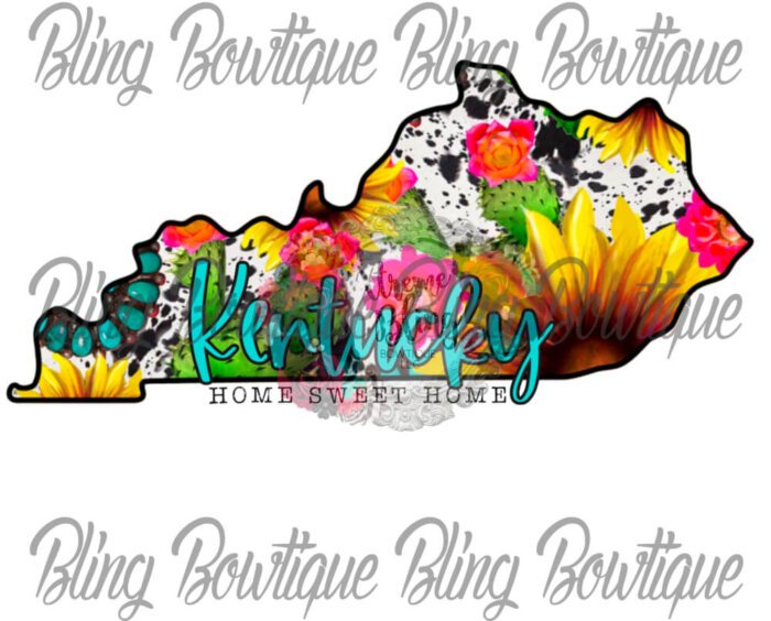 Kentucky Cowhide Sunflower Ready To Press Sublimation Print