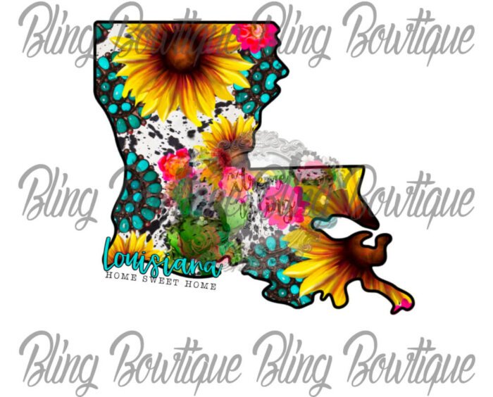 Louisiana Cowhide Sunflower Ready To Press Sublimation Print
