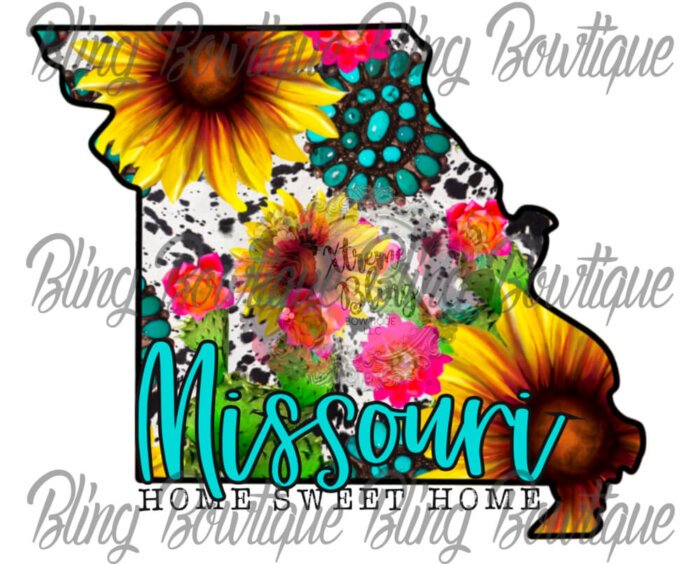 Missouri Cowhide Sunflower Ready To Press Sublimation Print