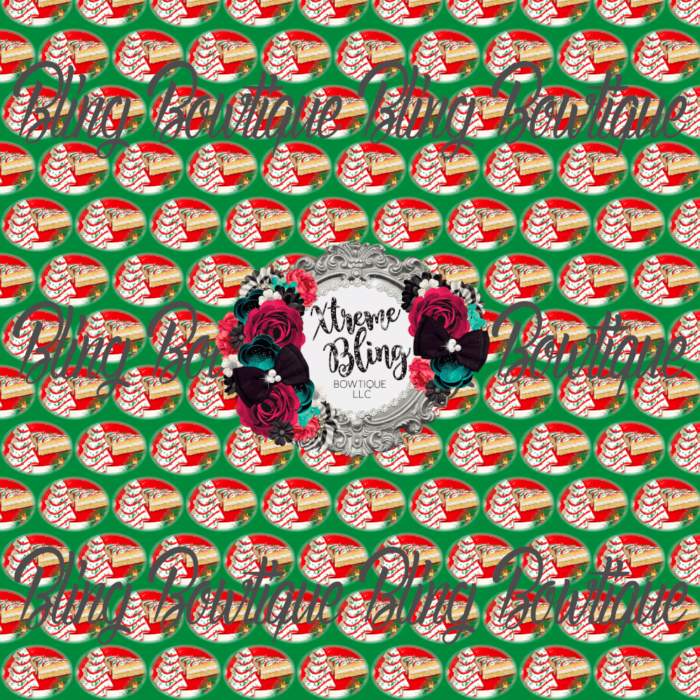 Little Debbie Christmas Tree on Red Fabric