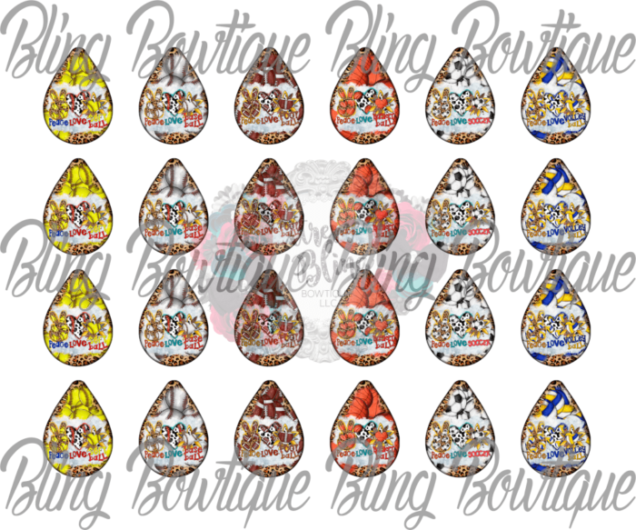 Peace Love Sports Hand Cut Earring Sheet