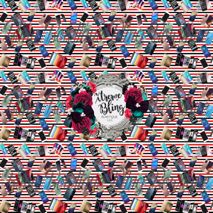Cell Phones on Stripes Fabric