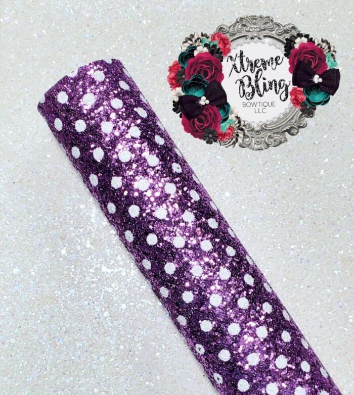 Purple with White Dots Glitter Fabric (5g)