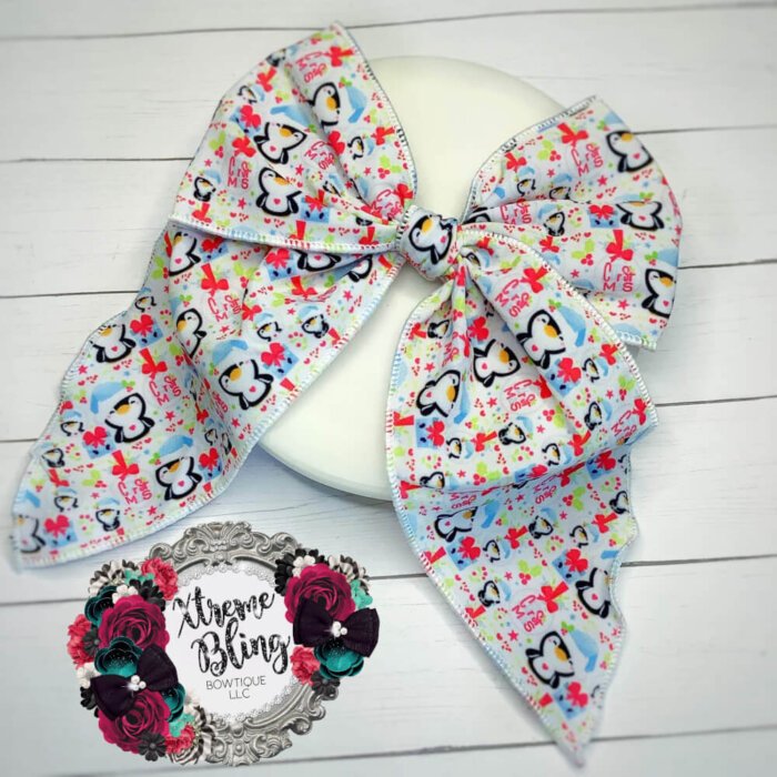 It's Flippin Christmas Bow Strip-Ready To Fold, or Scrunchie