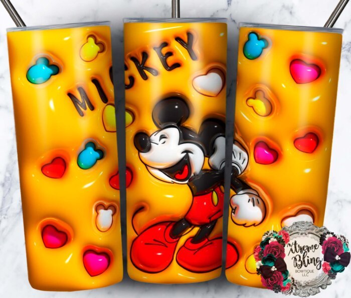 Puffy Mickey on Yellow 20oz Straight Skinny Tumbler