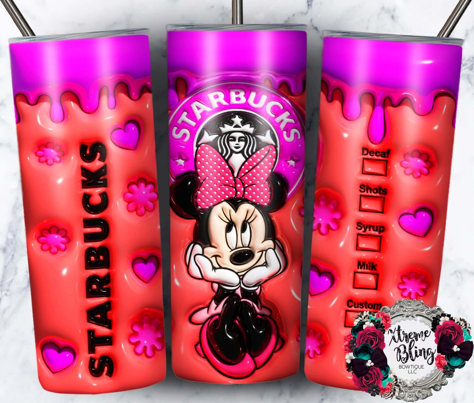 Starbucks Pink Bling 20 oz Stainless Steel Skinny Tumbler Sublimation