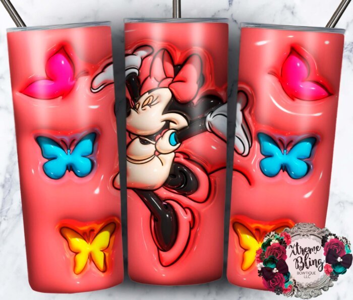 Puffy Minnie on Salmon 20oz Straight Skinny Tumbler