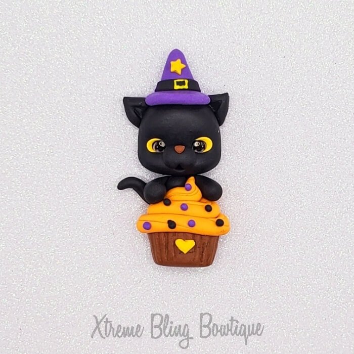 Black Cat with Orange Frosting Cupcake Clay  (Includes 1 Clay) (49D)