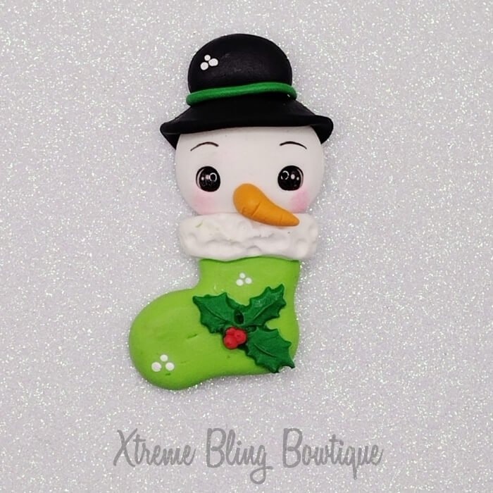 Snowman-Green-Christmas-Stocking Snowman Green Christmas Stocking Clay (Includes 1 Clay) (28C)