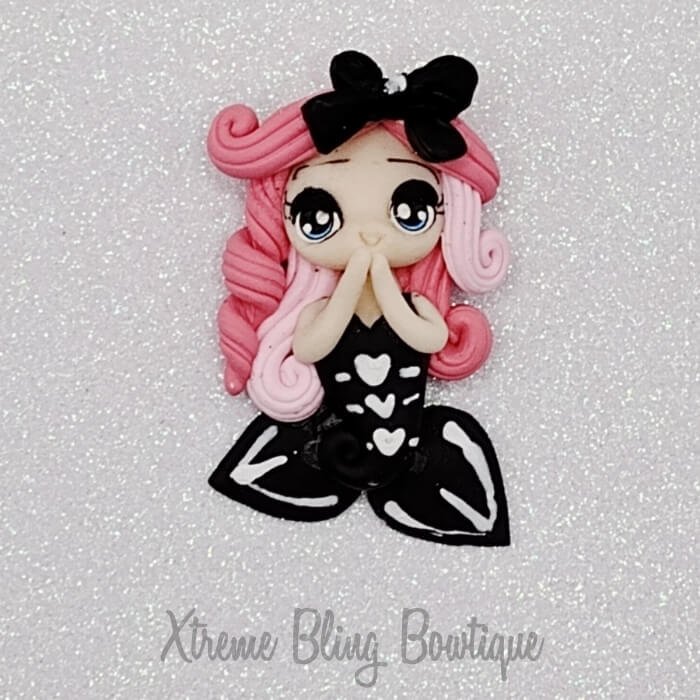 Mermaid Pink Hair Black Bow Clay (Includes 1 Clay) (7D)