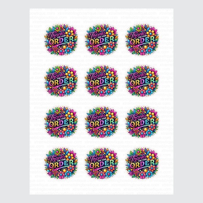 Thanks For Your Order (Bright Florals) Packaging Sticker Sheet