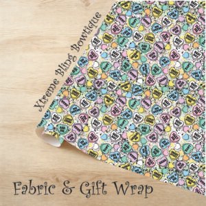 Cartoon Conversation Hearts 3 Fabric