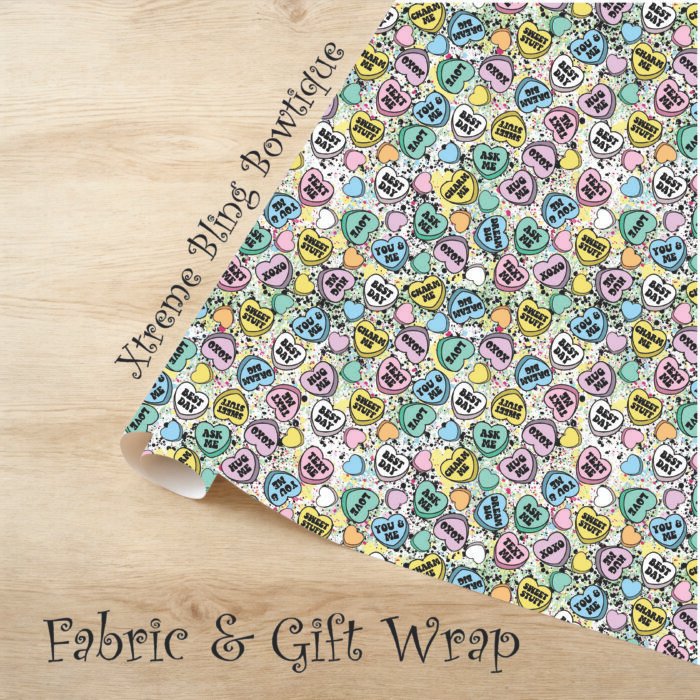 Cartoon Conversation Hearts 3 Fabric