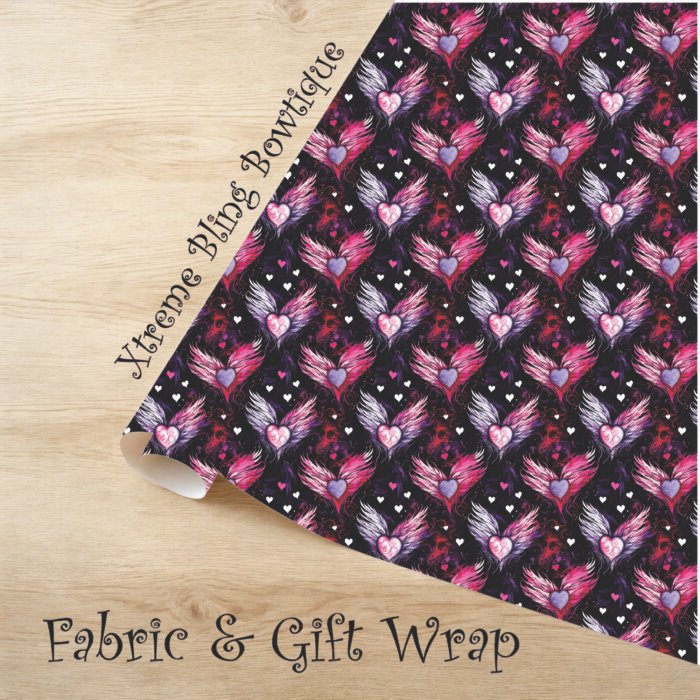 Goth Heart Wings Fabric
