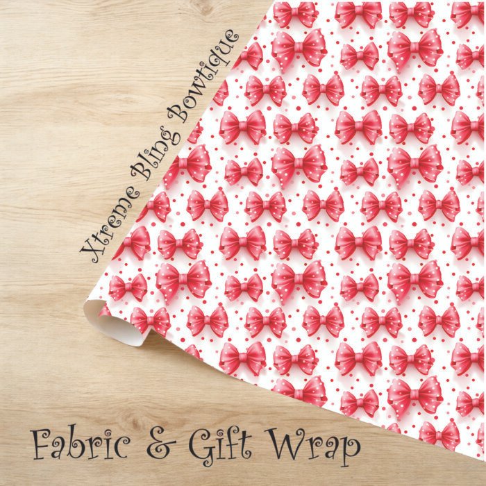 Pink Polka Dot Bows Fabric