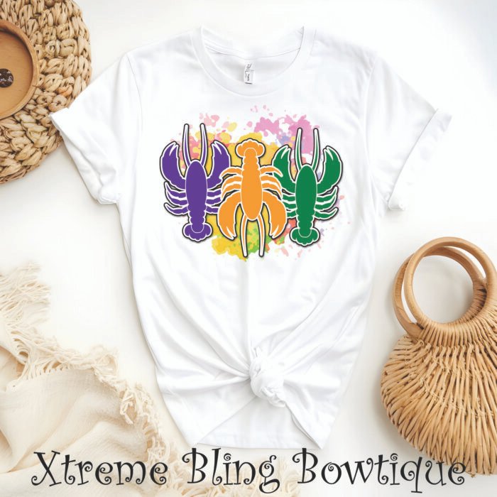 Mardi Gras Crawdads Direct To Film (DTF) Transfer