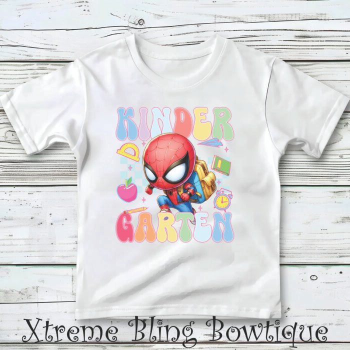 Spidey Kindergarten XBB Youth White Mockup Spidey Kindergarten Direct To Film (DTF) Transfer