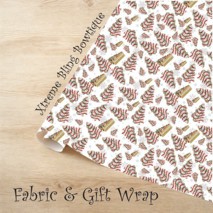 Christmas Tree Cakes with Snowflakes Christmas Fabric