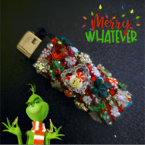 Bedazzled Grinch Christmas Refillable Lighter