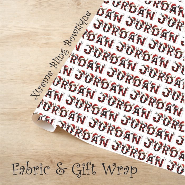 Christmas Deer Plaid Personalized Fabric