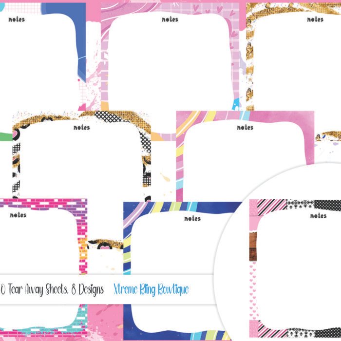 3.5" Bright Abstract 2 Notepad, 8 Designs, 50 Tear Away Sheets