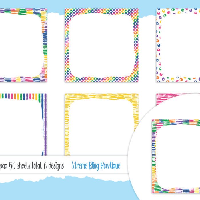 3.5 Inch Bright Abstract Notepad, 6 Designs, 50 Tear Away Sheets