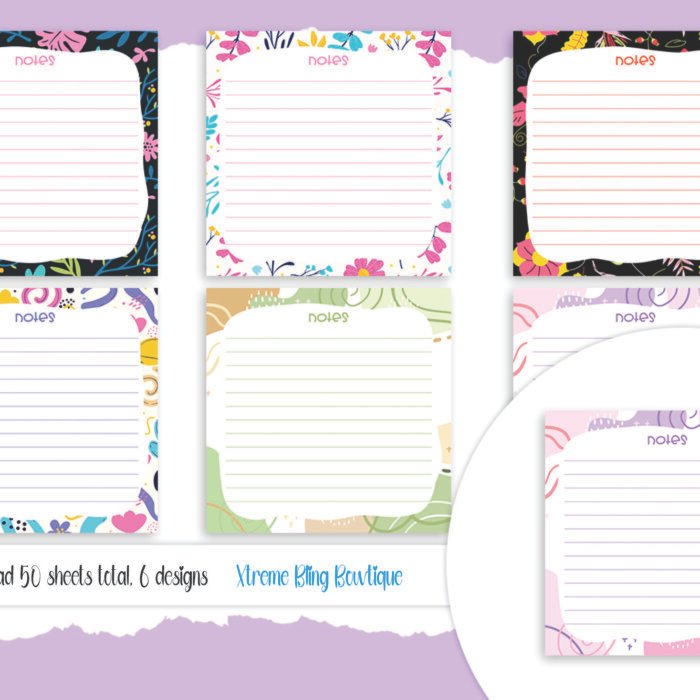 3.5" Bright Floral Notepad, 6 Designs, 50 Tear Away Sheets